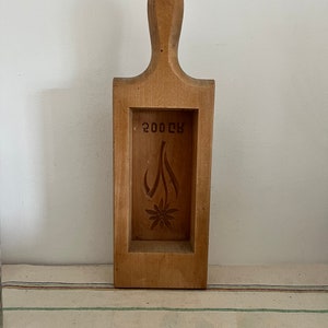 An authentic French farmhouse 500 gram thistle design antique wooden butter mould for the home butter maker or dressing a shelf