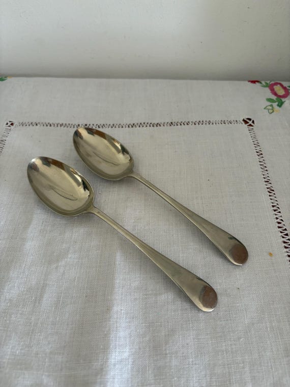 FH & S 6 ニッケルシルバーデザートサイズスプーンの素敵なペア - Etsy