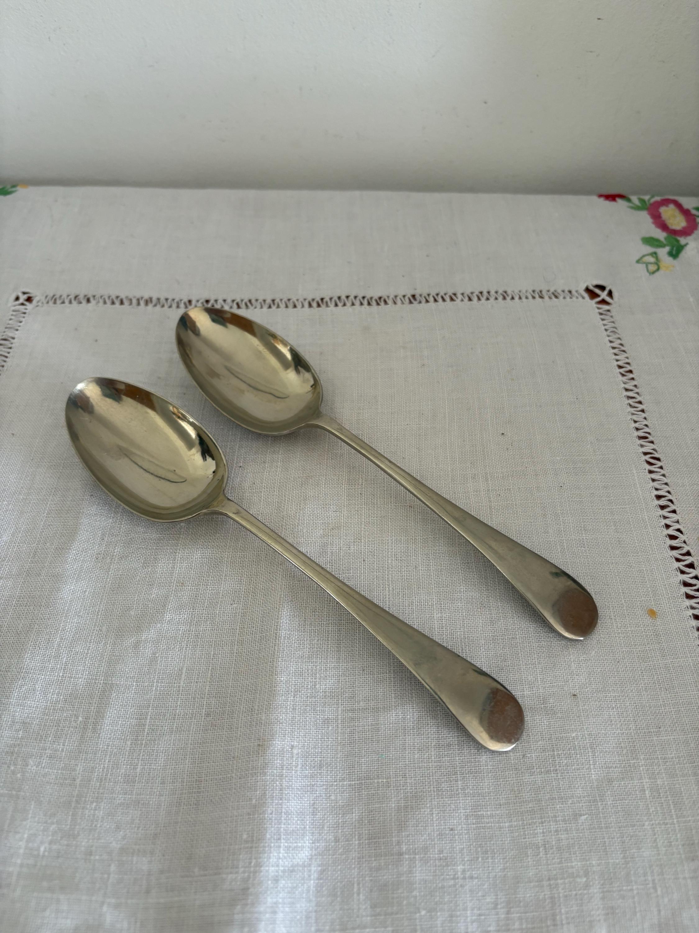 FH & S 6 ニッケルシルバーデザートサイズスプーンの素敵なペア - Etsy