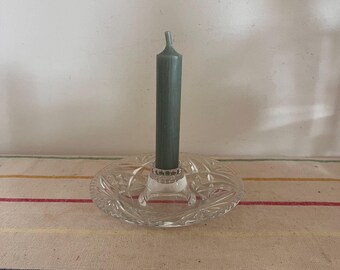 A pretty Art Deco clear cut glass candlestick
