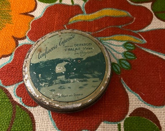 Vintage French Confiserie Esposito round green Tin with Lid