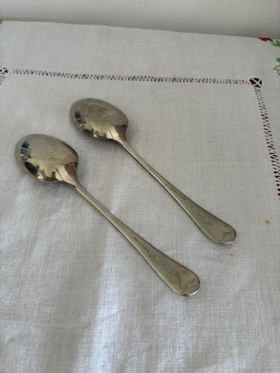 FH & S 6 ニッケルシルバーデザートサイズスプーンの素敵なペア - Etsy