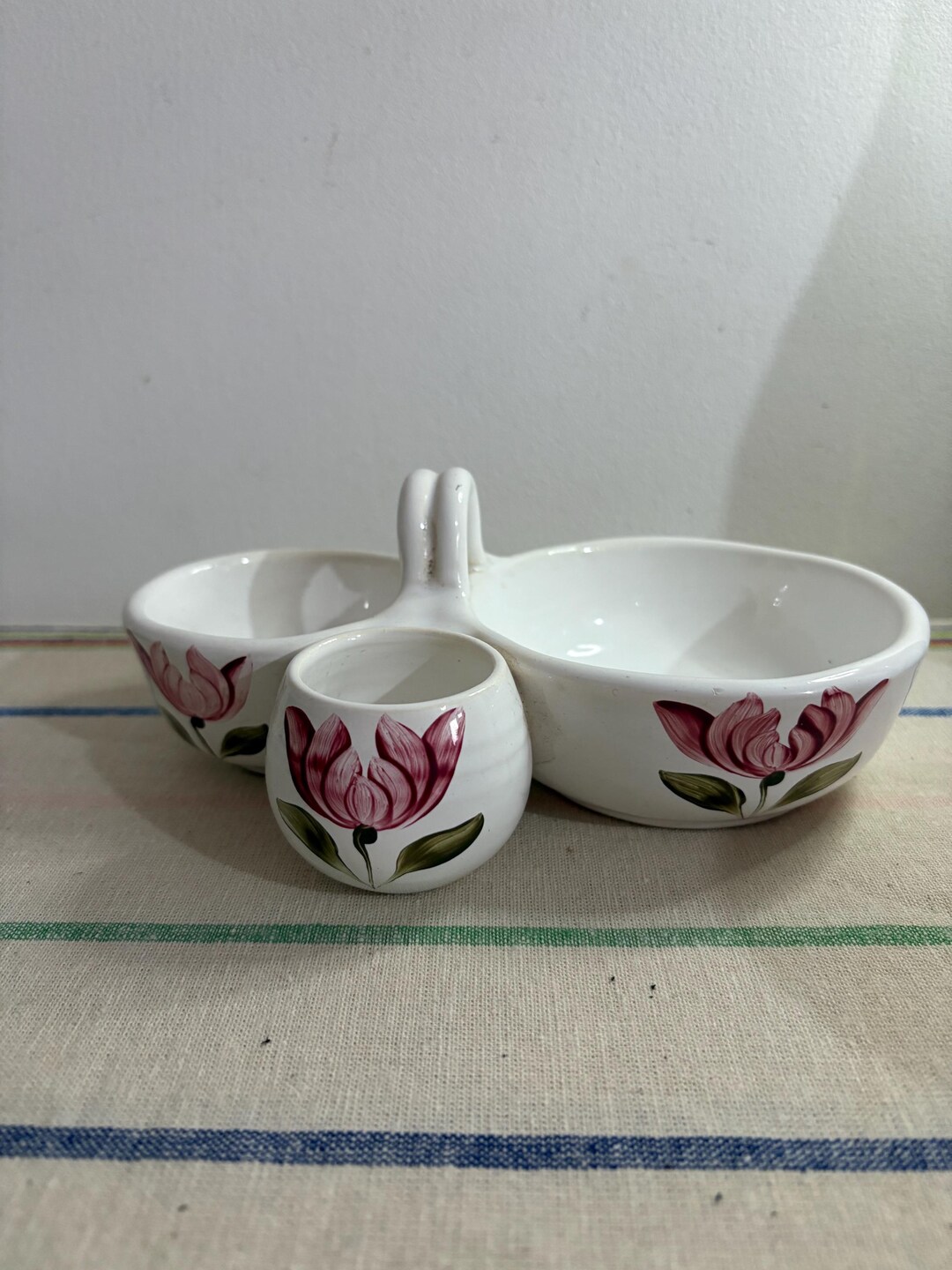 A French Vintage Faience De Biot Rustic Floral Design White Glazed Dish ...