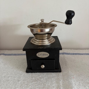 Moulin à café français vintage en bois noir - La Cafetiere