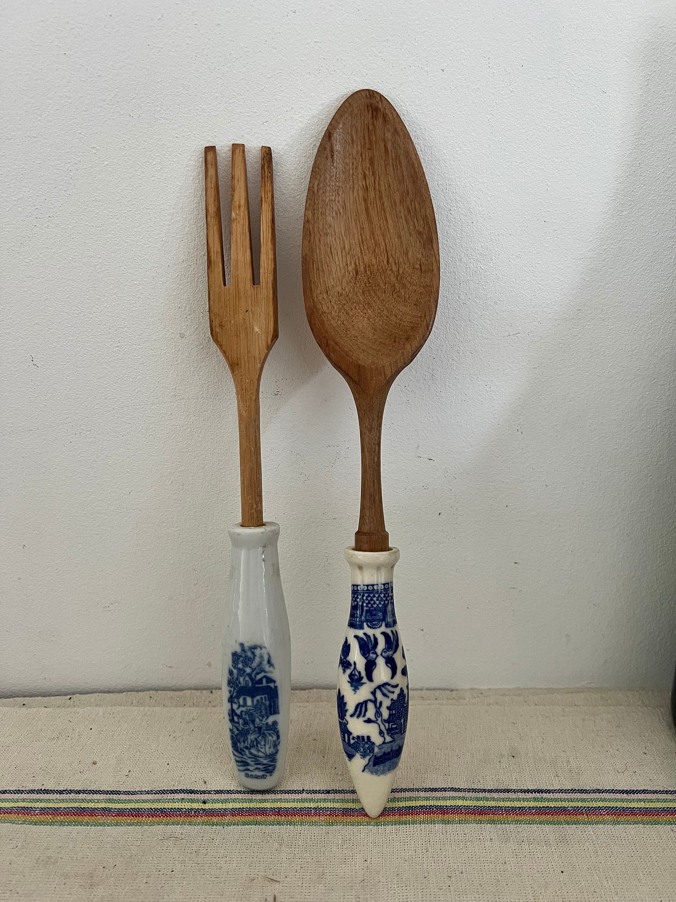 青と白の陶器で作られた東洋風のサラダサーバー - Etsy 日本