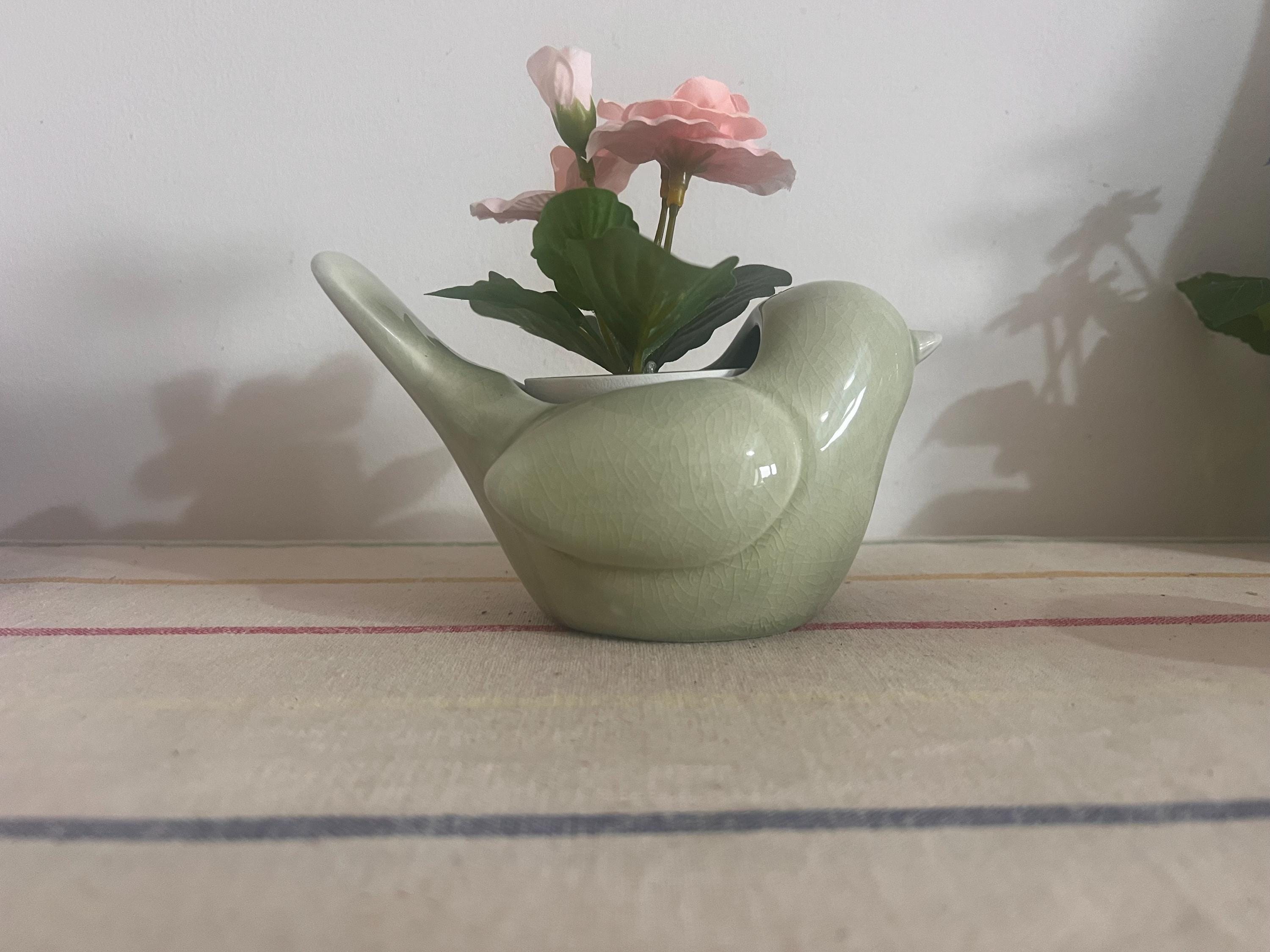 GeLive - Vaso per piante grasse in ceramica con uccelli, colore