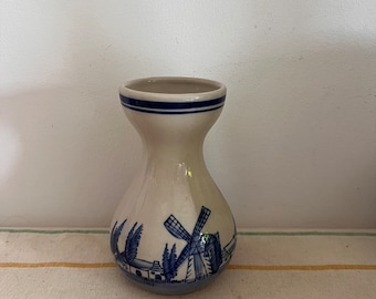 A beautiful Delft Dutch Holland china medium sized blue and white floral vase