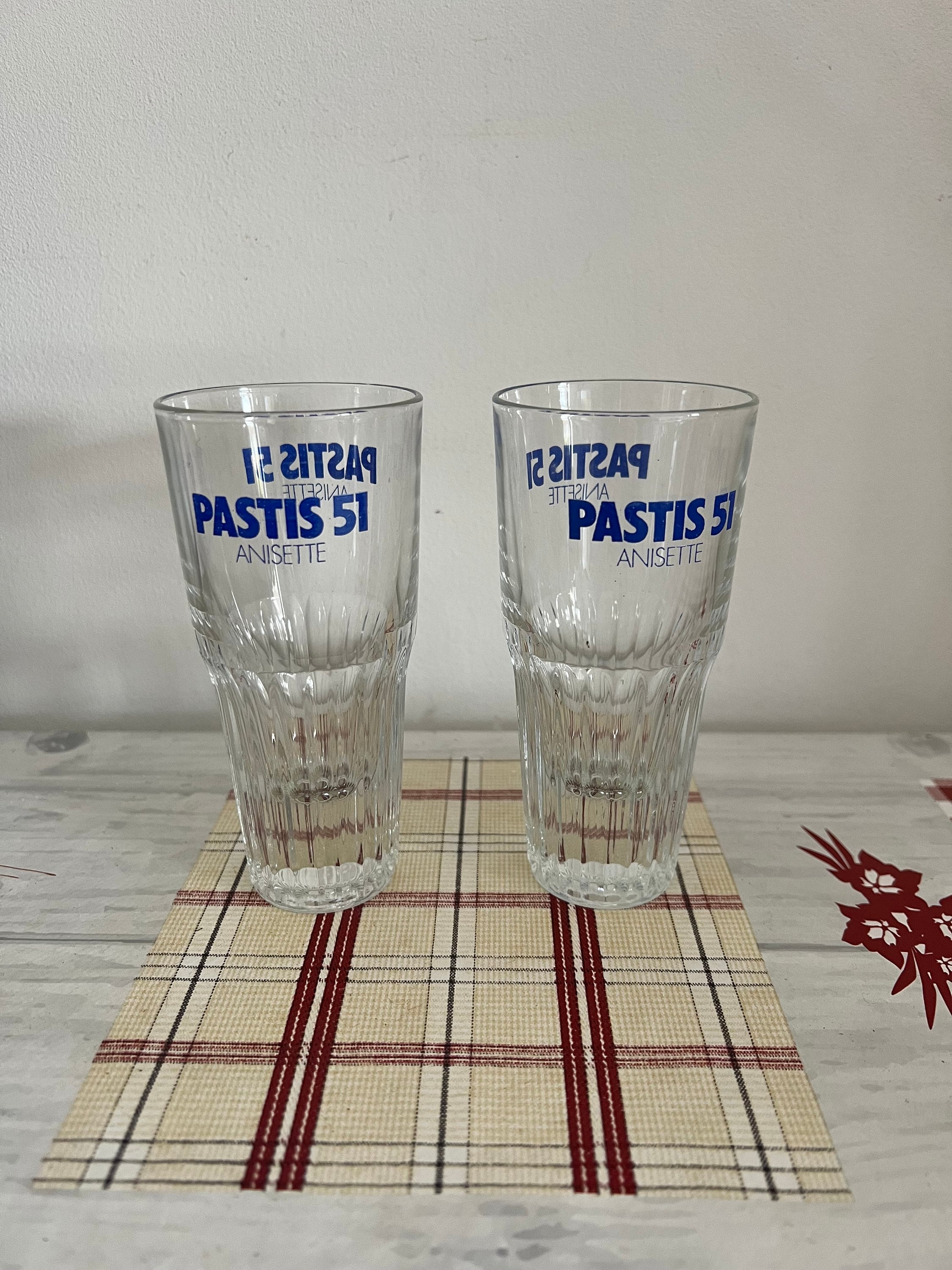 Lot de 2 grands verres à logo Pastis 51 pour servir le pastis de