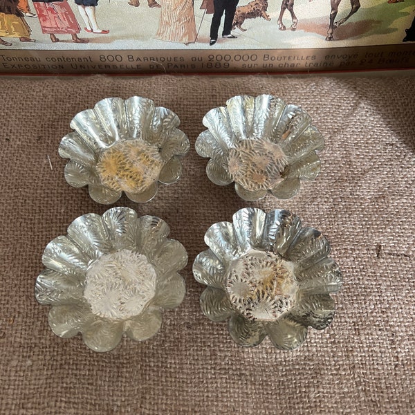 Set of four French tart metal fluted cases to make lovely individual pastry cases or cakes