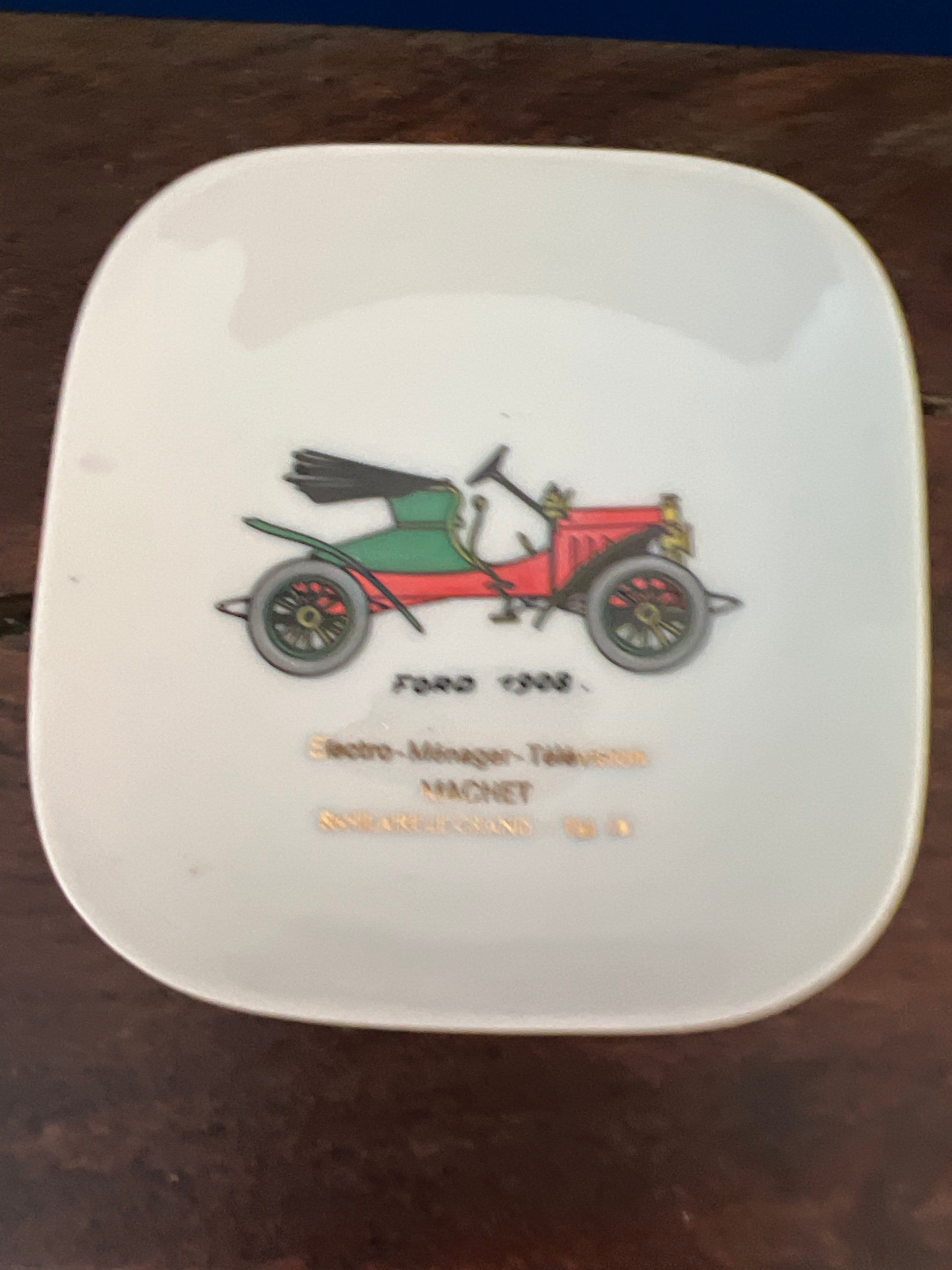 Vintage French Limoges China Vintage Car Design Ford 1908 Trinket