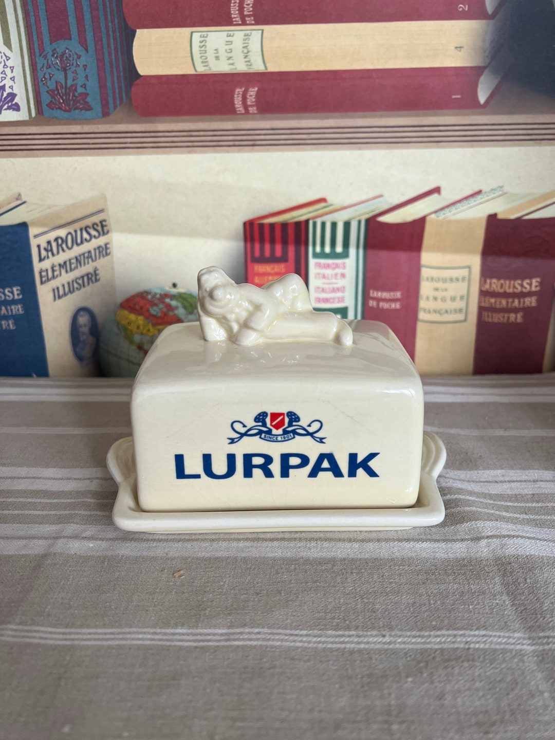 A Quirky Retro 80s British Lurpak Lidded Butter Dish Made in England by