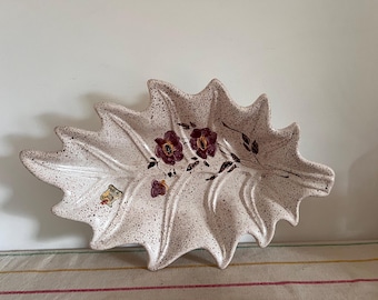 Vintage Vallauris French Ceramic Leaf Dish, Floral Decor