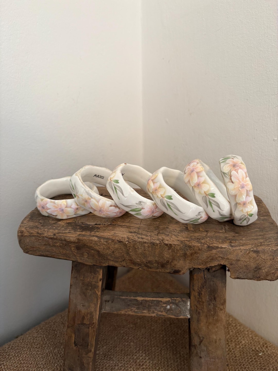 A Very Charming, Pretty Set of Six ASL White Porcelain Napkin Rings ...