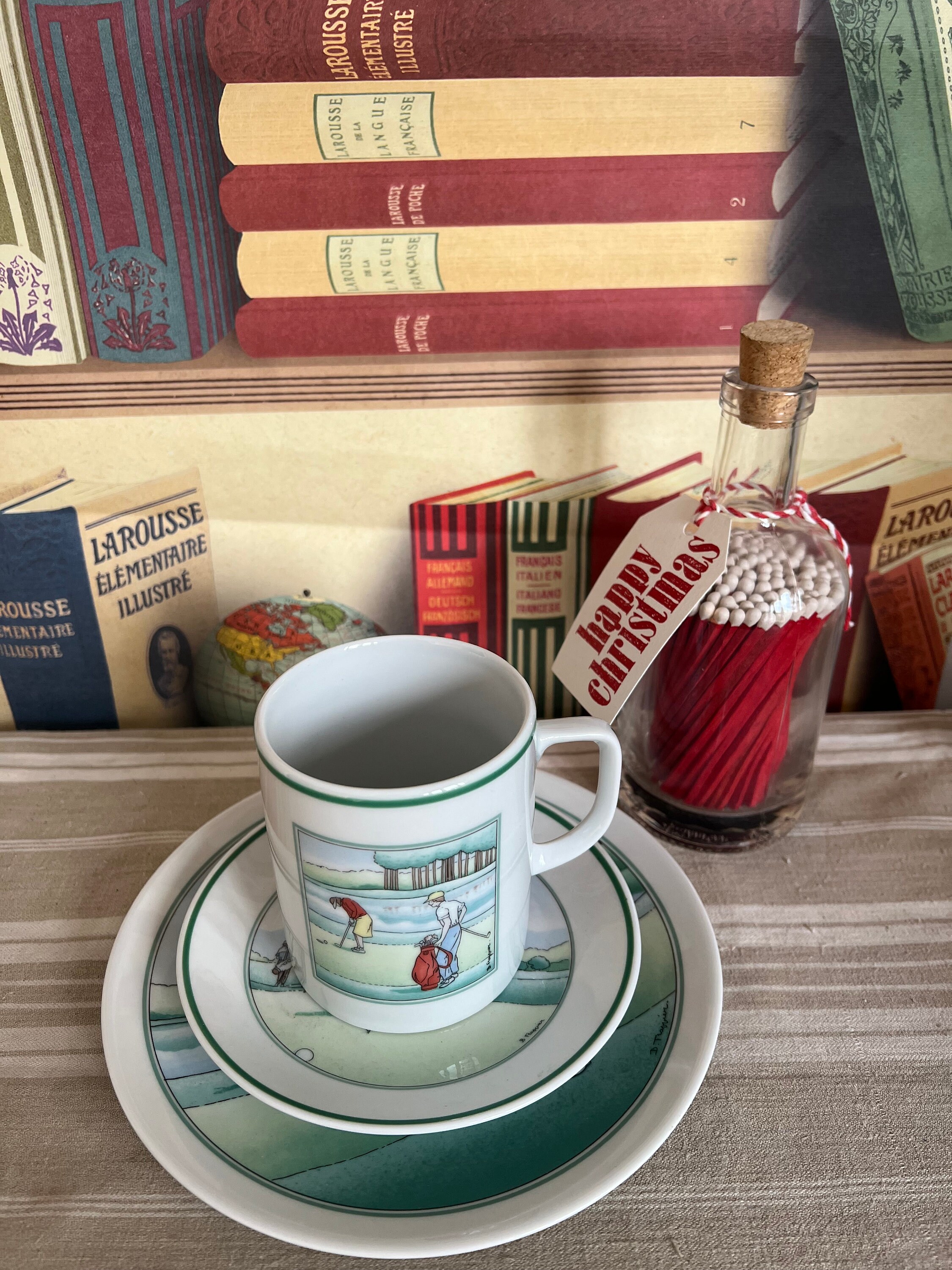 Vintage Apilco Golfing Scene Trio: Mug, Saucer & Plate - Etsy