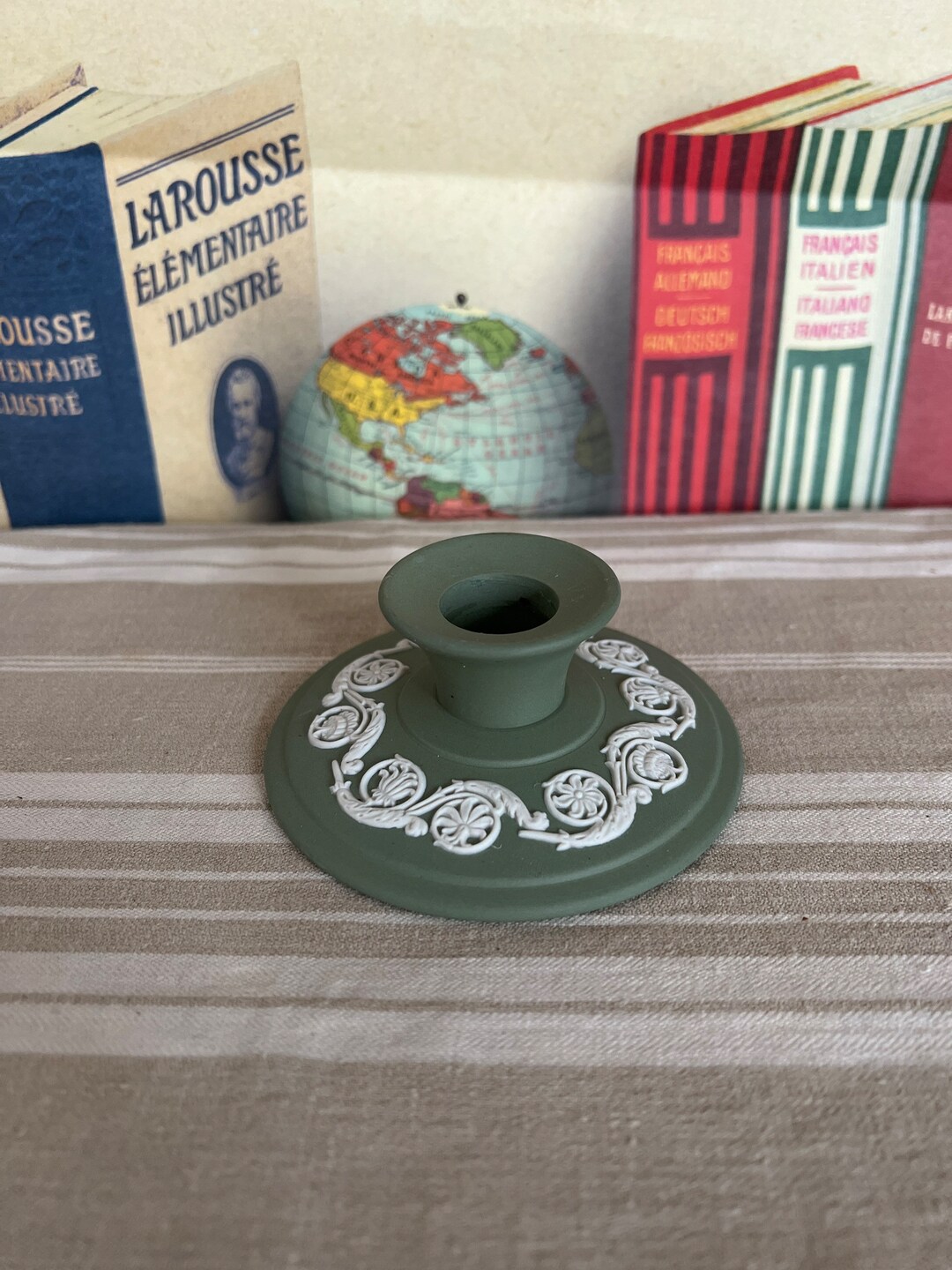 A Lovely Sage Green Wedgwood Jasperware Round Candle Holder Etsy