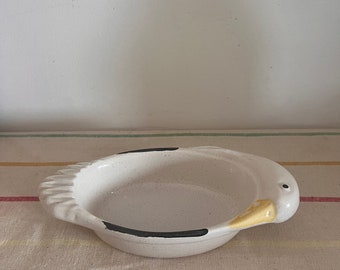 French vintage Regis Bahier Goose design stoneware pate, terrine, foie gras dish