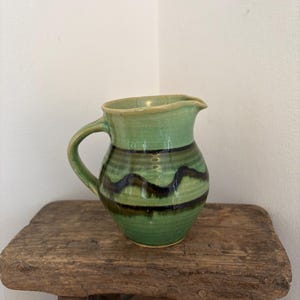 A vintage Cricklade 1950s  green pottery 4" tall green jug, creamer