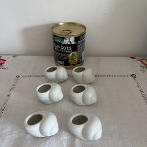 A traditional set of  6 French vintage oven proof individual ceramic snail dishes