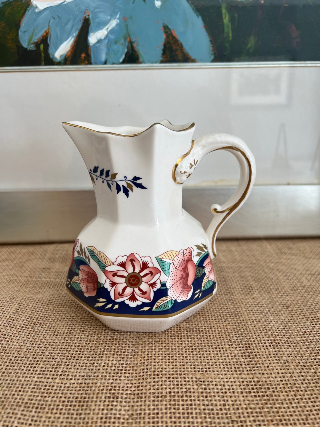 Beautiful Antique Masons Ironstone Kensington Jug, With a Floral Pink