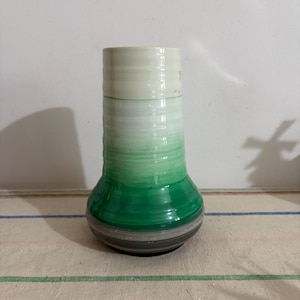 A beautiful shade of  green Art Deco Shelley hand painted medium sized  vase design 974