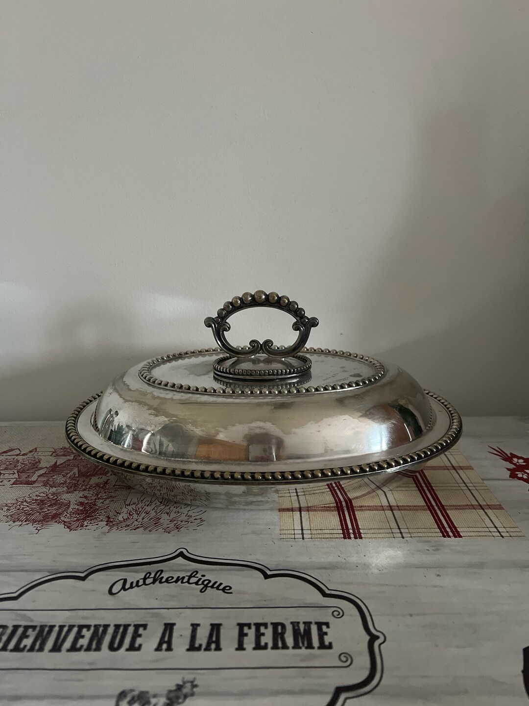 Atkin Brothers EPNS silver serving dish with roller lid - English 1910