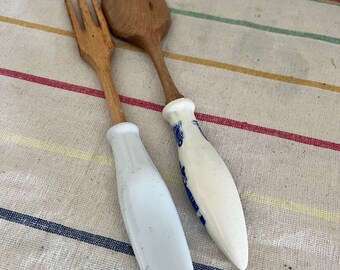 青と白の陶器で作られた東洋風のサラダサーバー - Etsy 日本