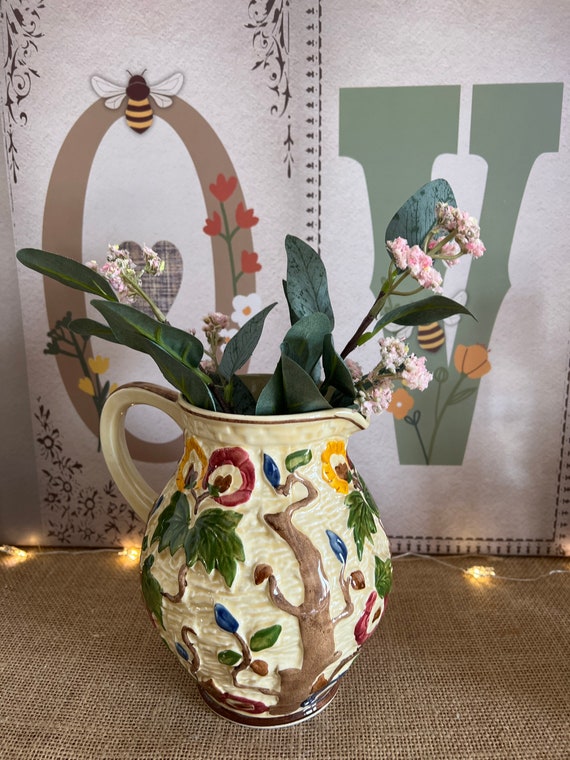 陶器花瓶希少なヴィンテージ H J Wood インディアンツリーデザイン 手描き