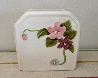 陶器製 ナプキンスタンド 花柄 レトロ 陶器の花柄ナプキン、ナプキンホルダーは、屋外での食事中にナプキンを