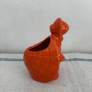 An unusual orange ceramic turtle succulent or cactus planter