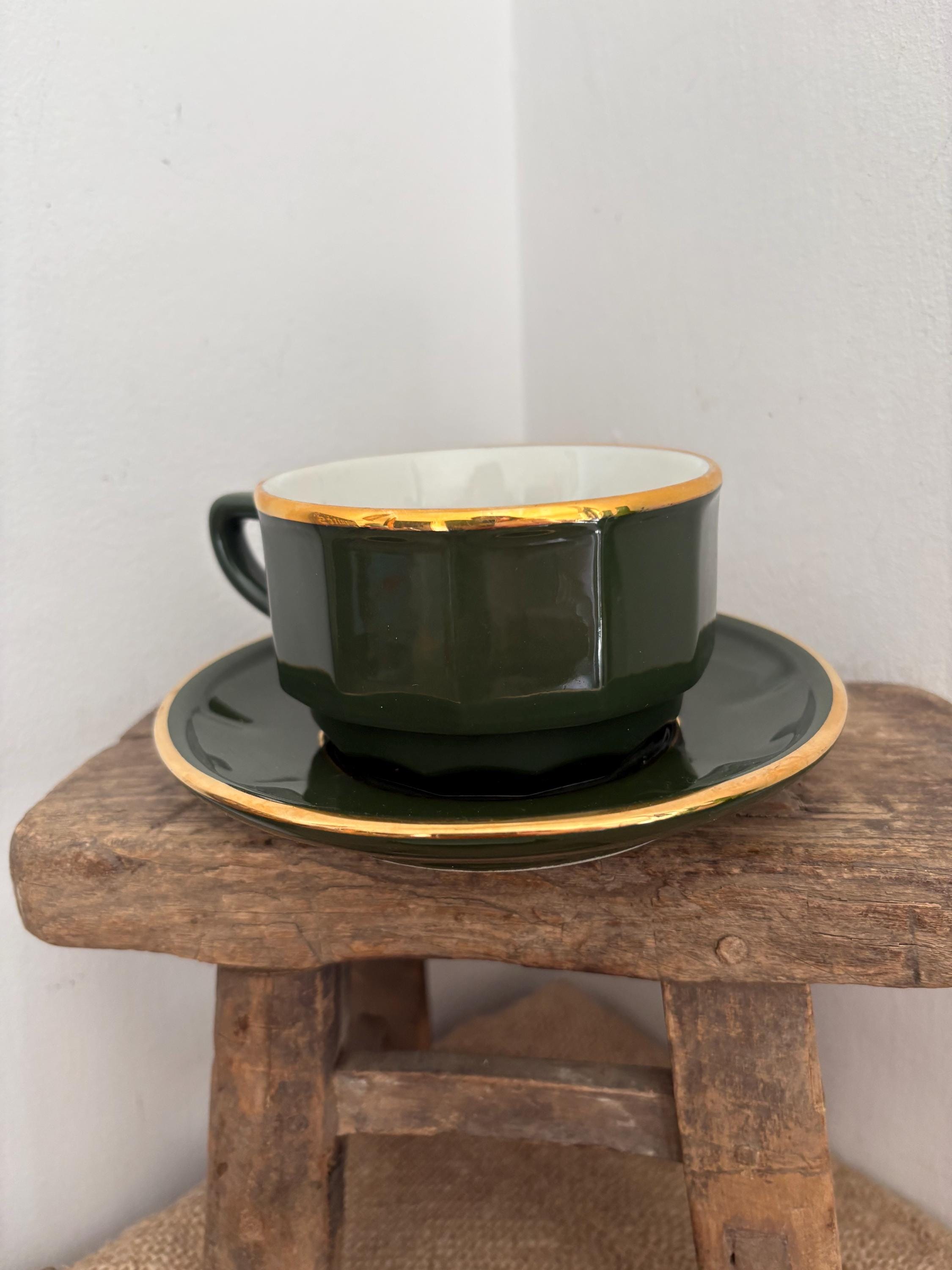 French Vintage Apilco Set of Two Medium Size Cappuccino Cups and