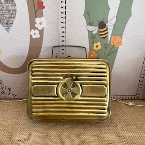 A French  vintage brass brick bed foot heater  warmer