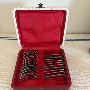 Vintage French Guy Degrenne original boxed set of eleven 18-10 Inox   stainless steel pastry cake forks