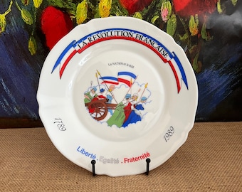 Una cosecha francesa Arcopal La Revolution Francaise 200 años centenario placa de vidrio blanco de 9" de diámetro