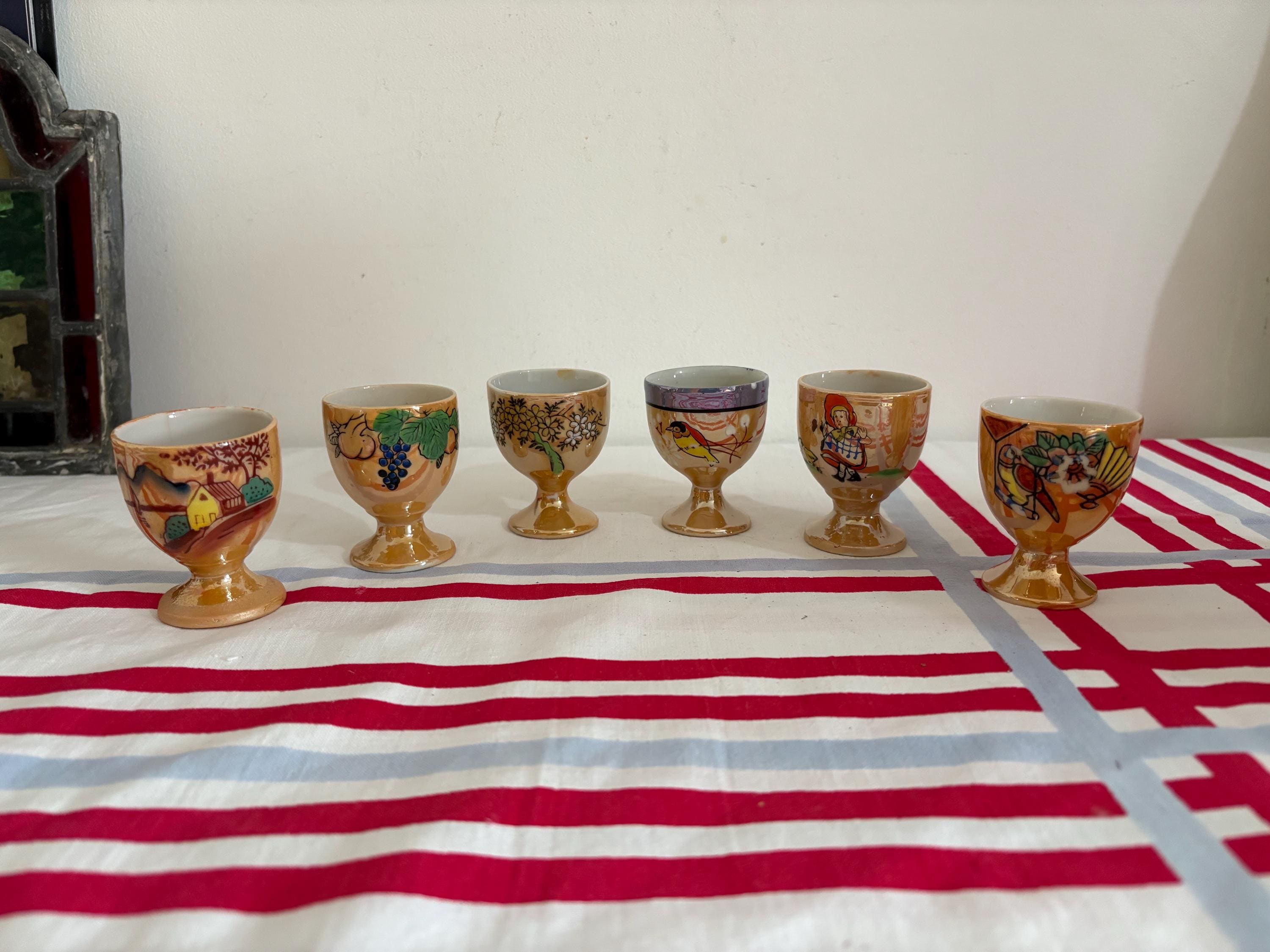 ヴィンテージ ラスターウェア エッグカップ - 日本製 - 6個セット