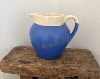 A Devonmoor Blueware  'Lowestoft'  blue creamer, jug, pitcher