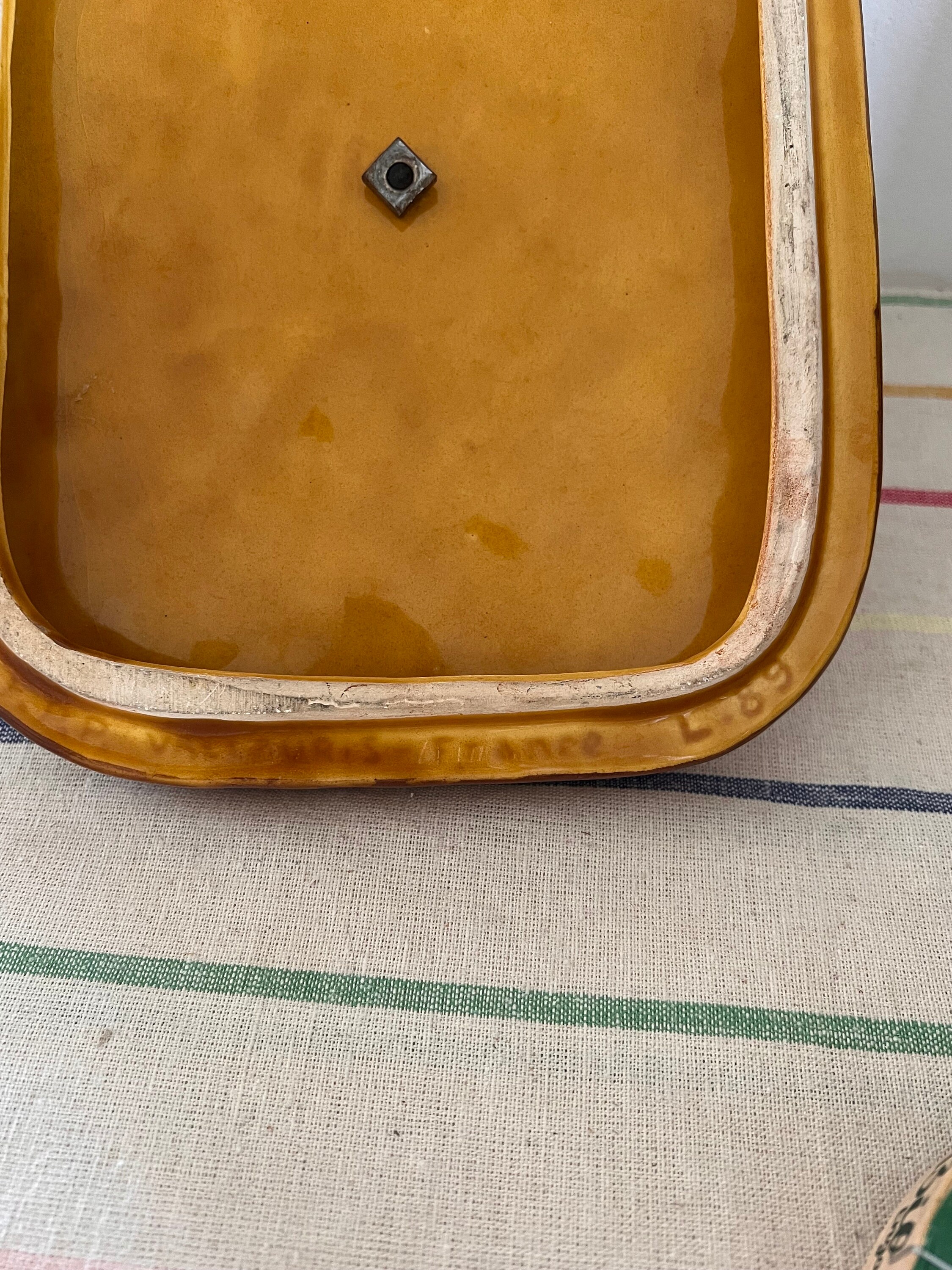 Plateau à Fromages Vintage VERCERAM ? – Jaune Orangé Nervuré Et Couteau