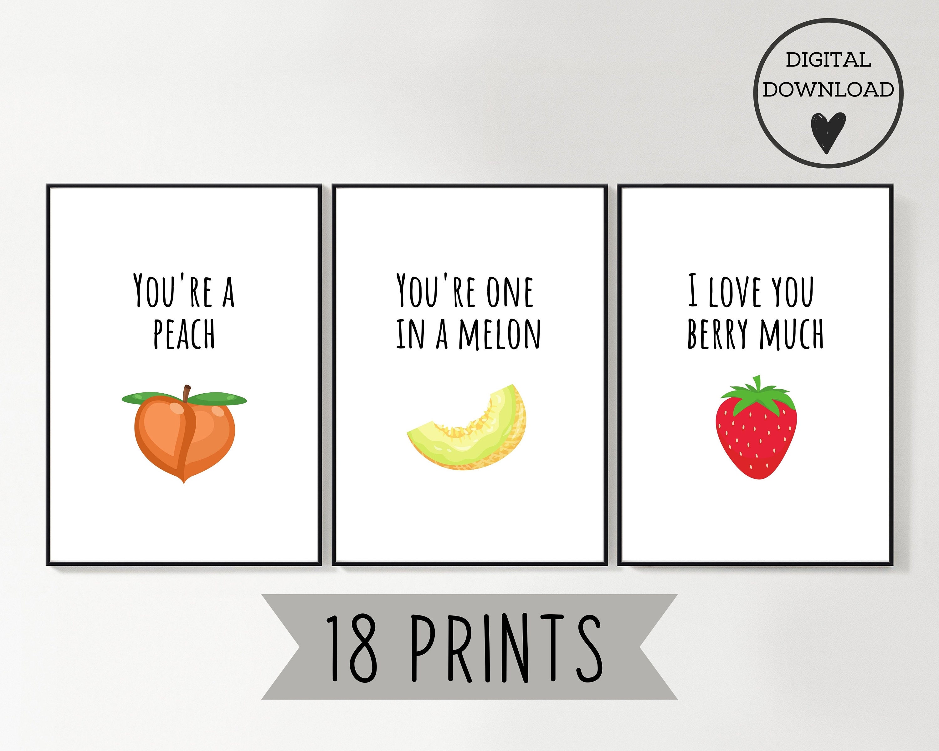 Fruit and Vegetable Food Puns Wall Art Set of 18 Funny - Etsy Fruit and Vegetable Food Puns Wall Art Set of 18 Funny - Etsy