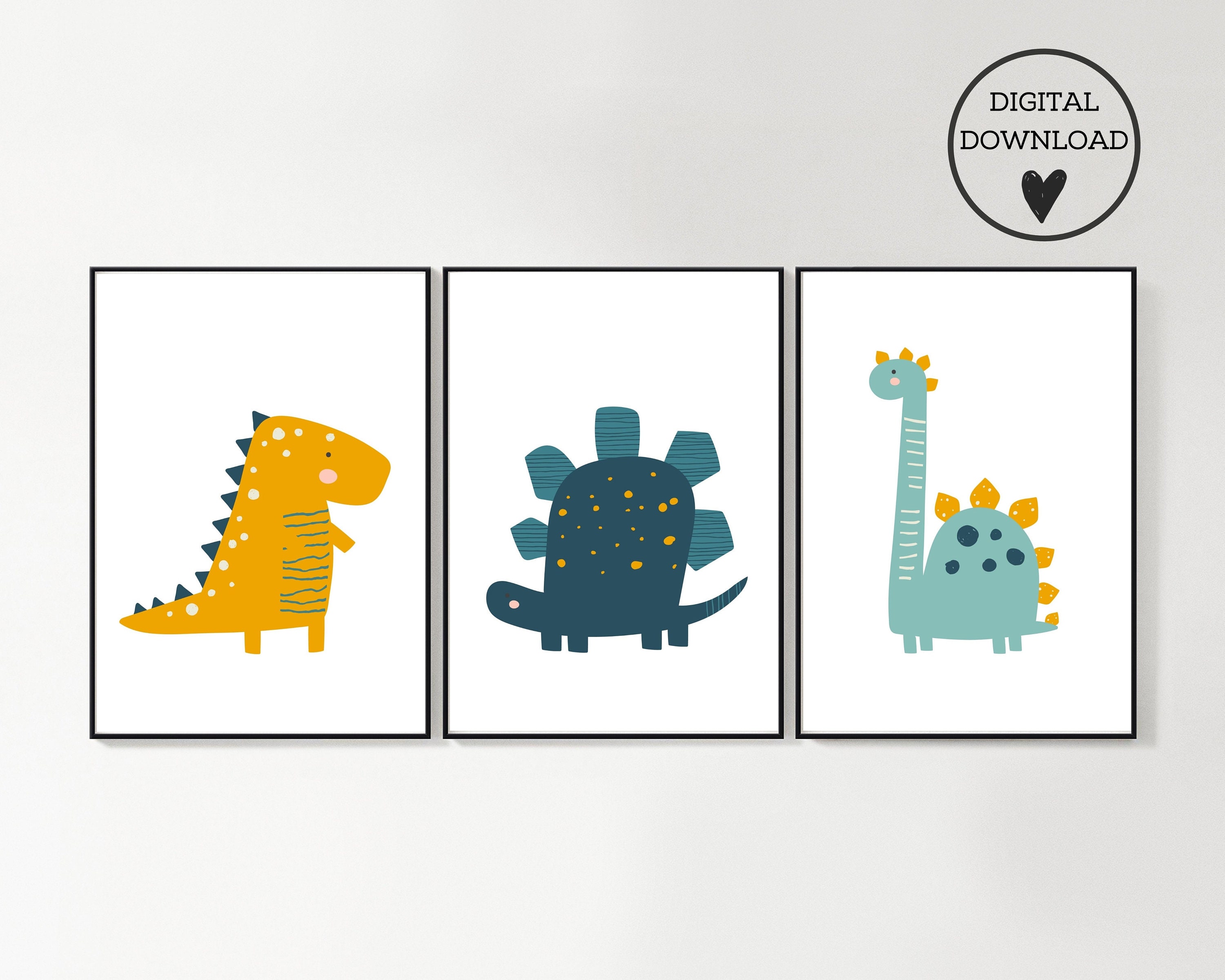Dinosaur Nursery Wall Art 3 Files Instant Download Posters Etsy Canada