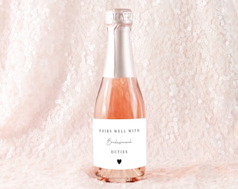Pairs well with Bridesmaid Duties, Maid of Honour, Bride Squad, Bride, Champagne Wine Bottle Sticker | Maid of Honor | Bridesmaid Proposal