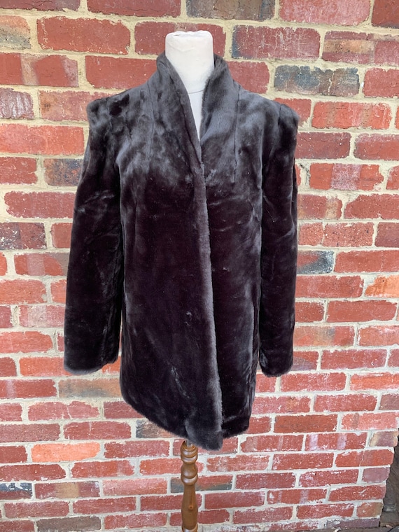Vintage Fake Fur Coat 1960's / Vintage Charcoal F