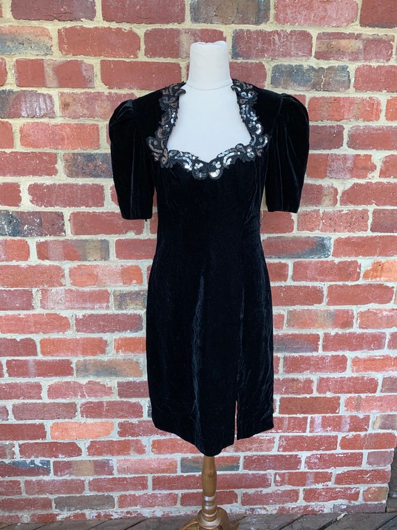 Vintage Dress 1980s / Vintage Velvet Dress / 80s