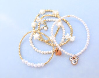 pearl beaded bracelets in 14k fill