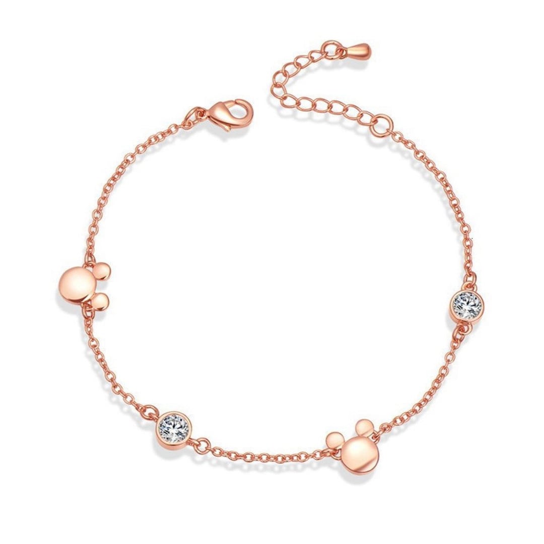 Buy Mickey Mouse Bracelet in Gold or Rose Gold Plated With Cubic