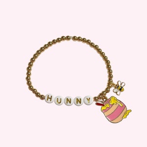 winnie the pooh hunny bracelet with bumble bee charm 14k gold fill beads