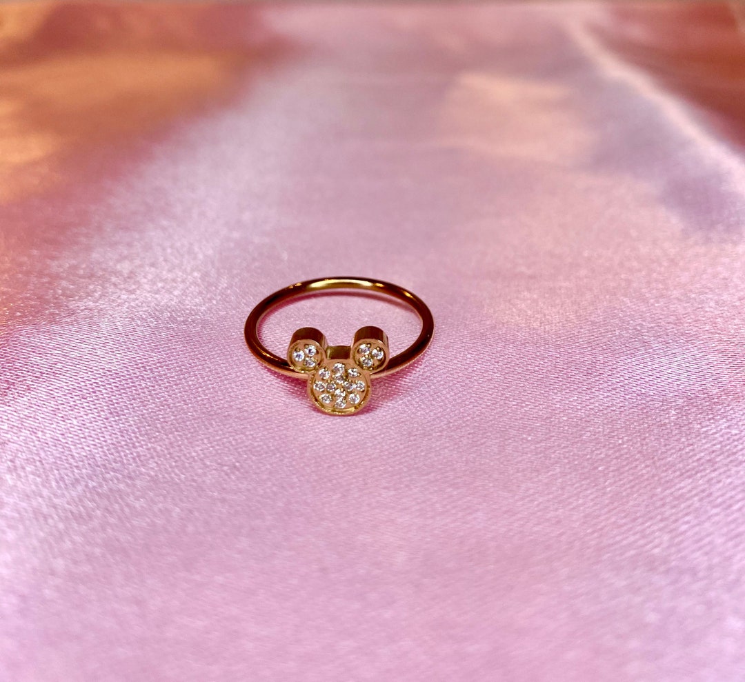 BAGUE MICKEY en or/plaqué or rose avec cristaux Swarovski