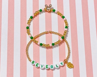 pink green bracelet inspired by troop beverly hills, beverly hills hotel, bhh, homecoming