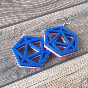 Genderfluid D20 Earrings, Subtle Pride, Statement Jewelry, LGBTQ+, Dice Earrings