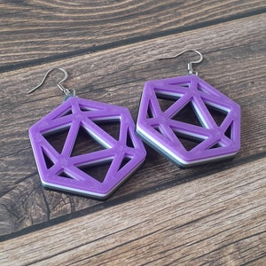 D20 Earrings, Asexual Pride, Subtle Ace, Statement Jewelry, LGBTQ+, Gift for DnD Player