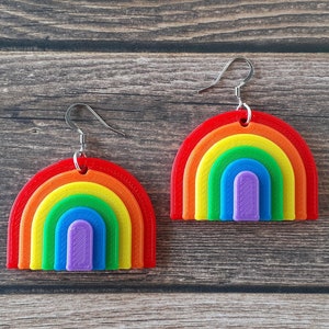 Boho Rainbow Earrings, Pride Statement Jewelry, LGBTQ+, 3D Printed