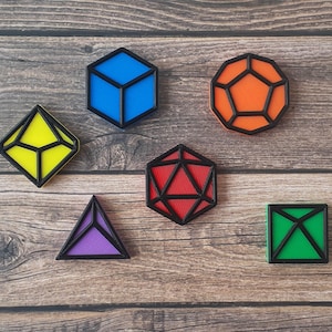 Rainbow Dice Fridge Magnets, Set of 6, Nerdy Decor, 3D Printed, TTRPG